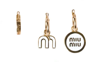 (Women) MIU MIU Enamel Logo Metal Earrings for Women in White. 5IO102_2F6T_F0009 (Women) MIU MIU Enamel Logo Metal Earrings for Women in White. 5IO102_2F6T_F0009