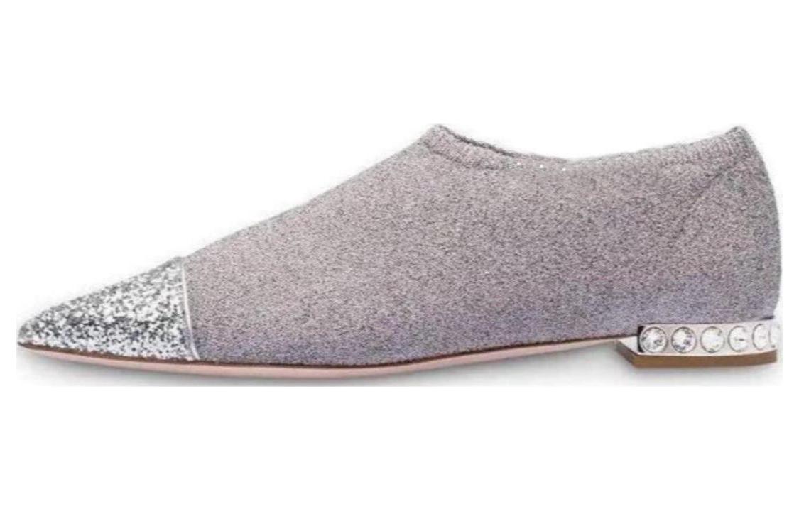 Buy (W) MIU MIU Stoffen Platte Sneakers ''Zilver'' 5S394C_3KTU_F0VCV