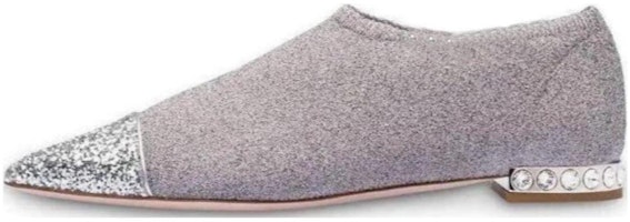 (Women) MIU MIU Fabric Flat Sneakers 'Silver' 5S394C_3KTU_F0VCV (Women) MIU MIU Fabric Flat Sneakers 'Silver' 5S394C_3KTU_F0VCV