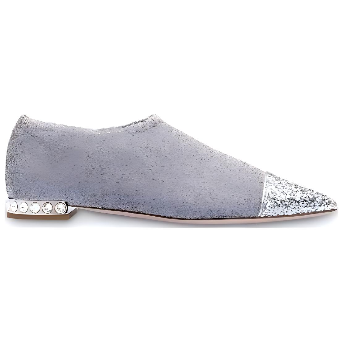 Order (W) MIU MIU Stoffen Platte Sneakers ''Zilver'' 5S394C_3KTU_F0VCV