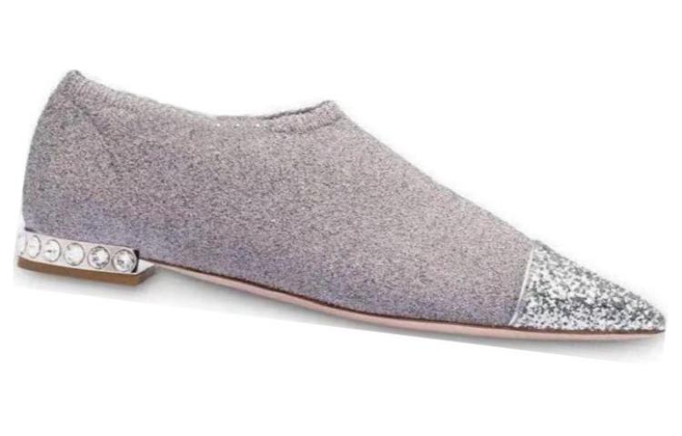 Shop (W) MIU MIU Stoffen Platte Sneakers ''Zilver'' 5S394C_3KTU_F0VCV