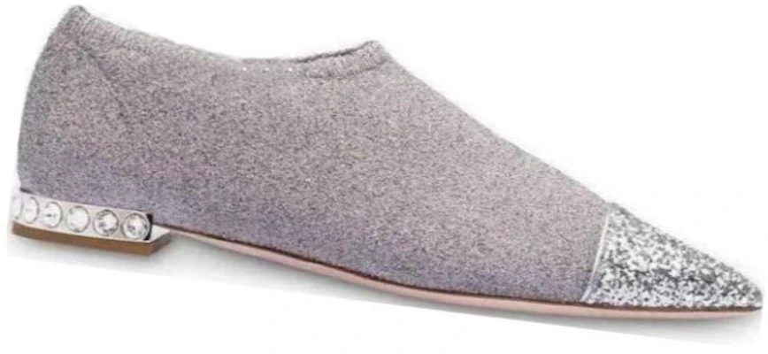 (W) MIU MIU Stoffen Platte Sneakers ''Zilver'' 5S394C_3KTU_F0VCV Shop (W) MIU MIU Stoffen Platte Sneakers ''Zilver'' 5S394C_3KTU_F0VCV