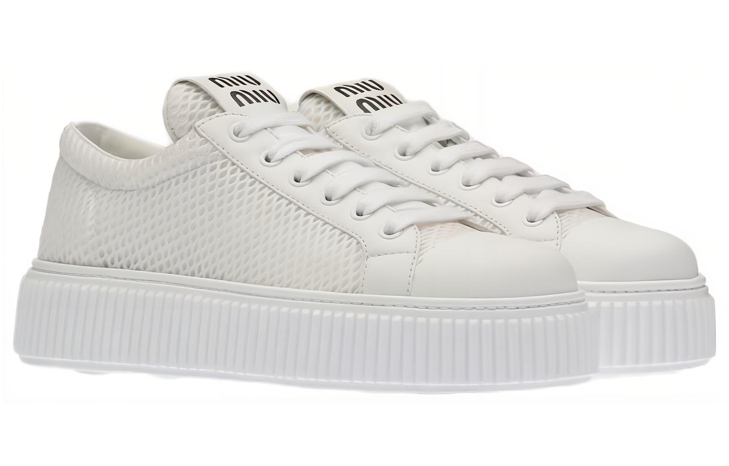 (W) MIU MIU Fabric Mesh Platform Sneaker 'White Fashion' 圖 3