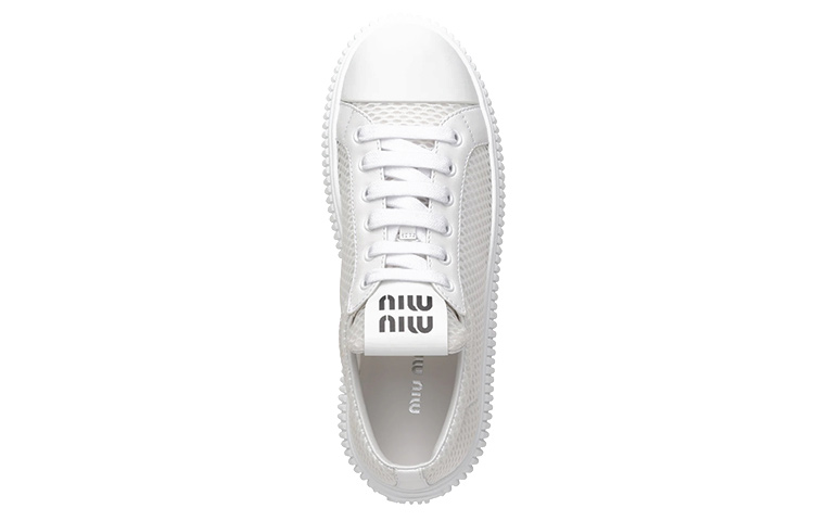 (W) MIU MIU Fabric Mesh Platform Sneaker 'White Fashion' 圖 5