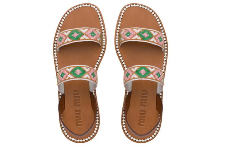 (W) MIU MIU Fabric Sandals 'Pink Green' 圖 4