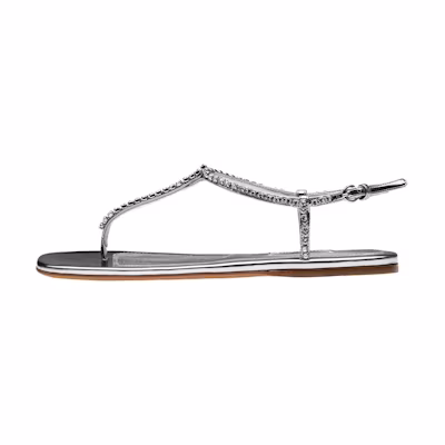 (W) MIU MIU Fabric Thong Sandals 'Metallic Silver'