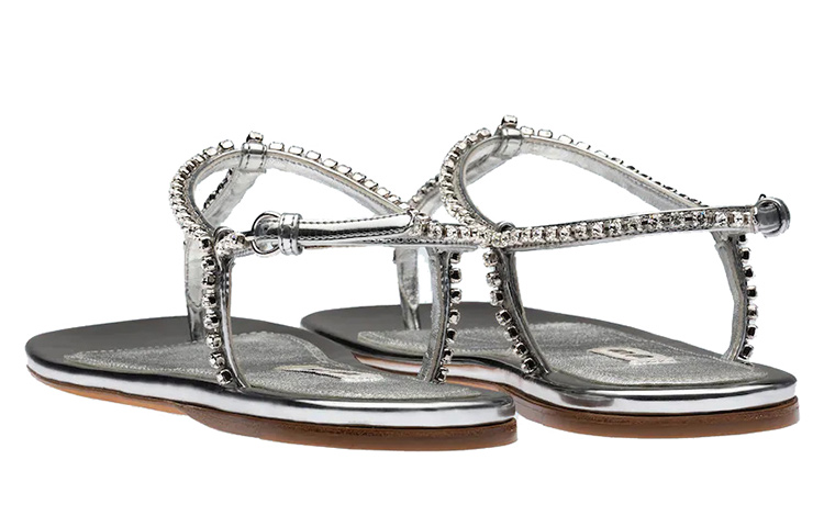 (W) MIU MIU Fabric Thong Sandals 'Metallic Silver' 圖 3