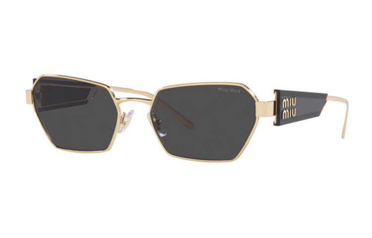 (Women) MIU MIU Fashion Trend Irregular Metal Frame Sunglasses for Women in Light Gold. MU53WSZVN5S0