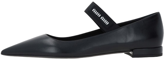 (Women) MIU MIU Flat 'Black Leather Elastic Smooth' 5F930D_3AQO_F0002_F_M010 (Women) MIU MIU Flat 'Black Leather Elastic Smooth' 5F930D_3AQO_F0002_F_M010