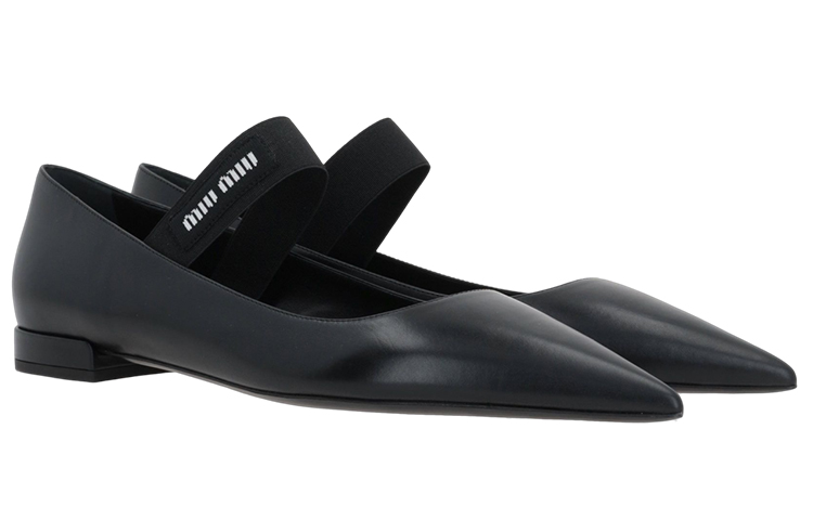 Lookbook (W) MIU MIU 黑色光滑皮革平底鞋 5F930D_3AQO_F0002_F_M010