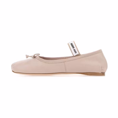 (W) MIU MIU Flat 'Mordoré Logo Embroidery Pink'