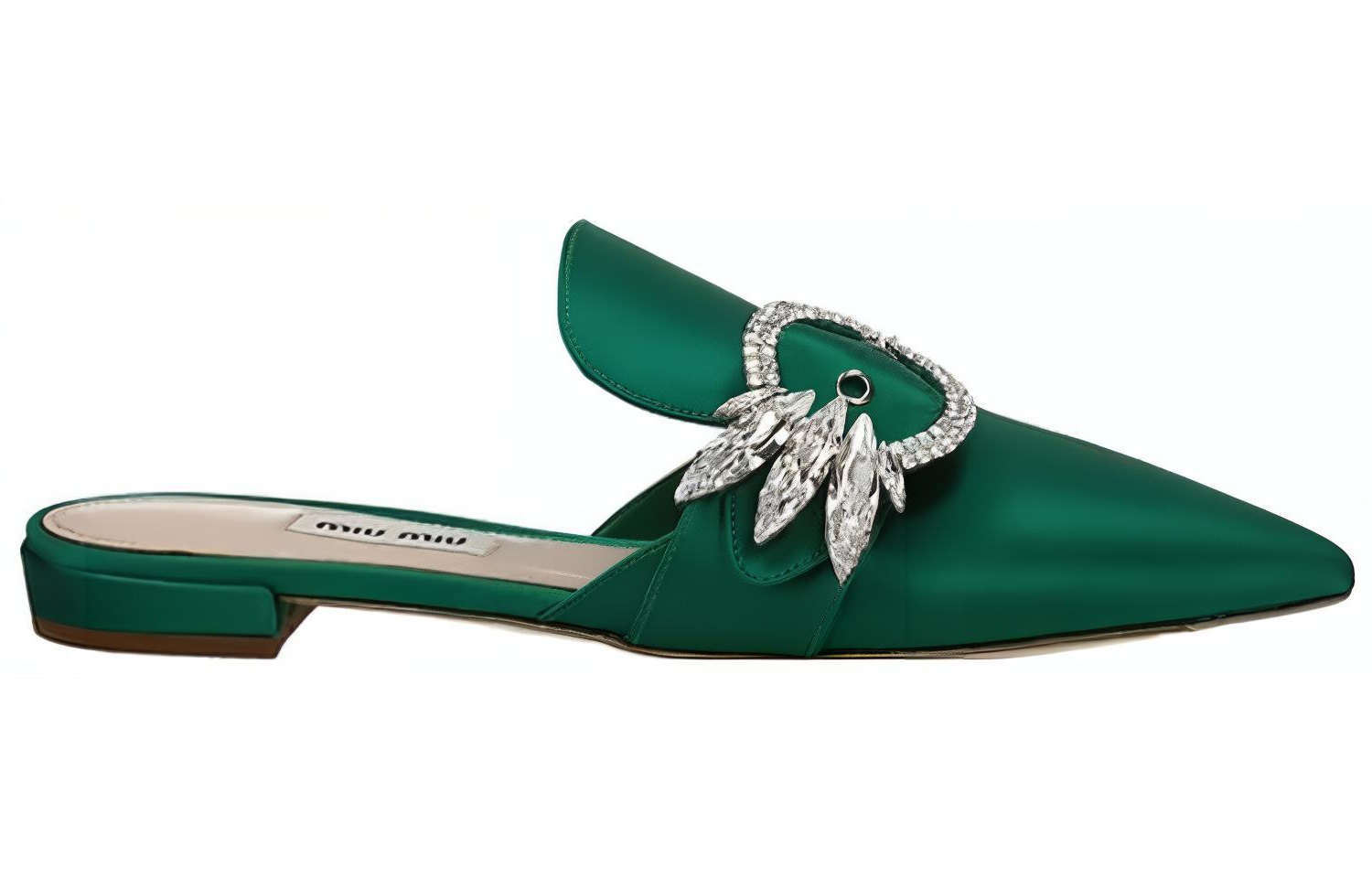 (W) MIU MIU Flat Fashion Slide 'Green Leather' 圖 2