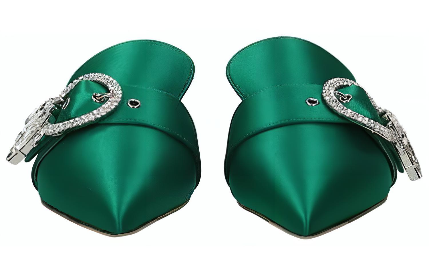 (W) MIU MIU Flat Fashion Slide 'Green Leather' 圖 5