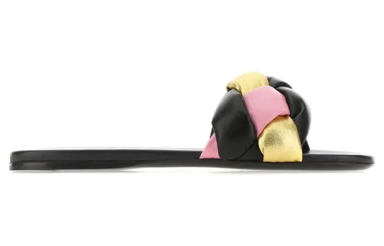 (W) MIU MIU Flat Fashion Slippers 'Black Pink Yellow' 圖 2