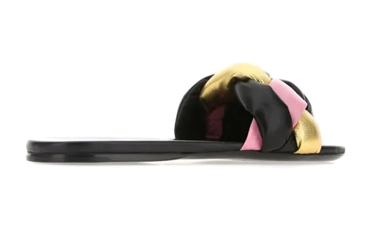 (W) MIU MIU Flat Fashion Slippers 'Black Pink Yellow' 圖 5