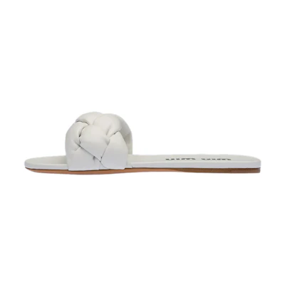 (W) MIU MIU Flat Lambskin Slides 'White'