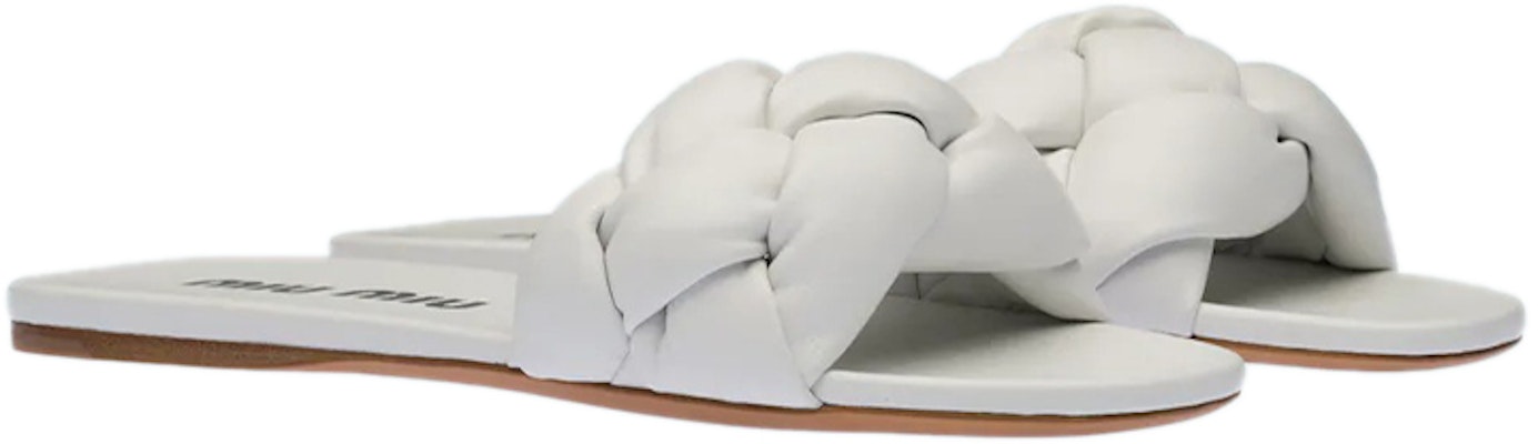 (W) 미우미우 플랫 램스킨 슬라이드 (화이트) 5XX487_LYB_F0009_F_005 Lookbook (W) 미우미우 플랫 램스킨 슬라이드 (화이트) 5XX487_LYB_F0009_F_005