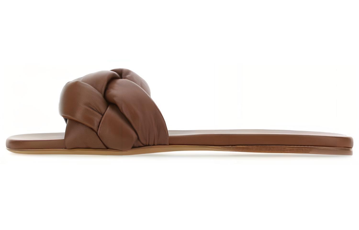 (W) MIU MIU Flat Lambskin Slippers 'Brown'