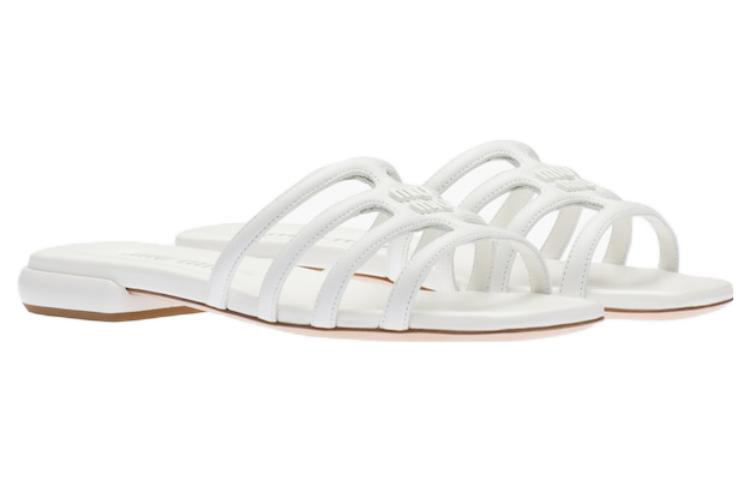 Lookbook MIU MIU缪缪 平底一字 時尚涼拖 女款 白色