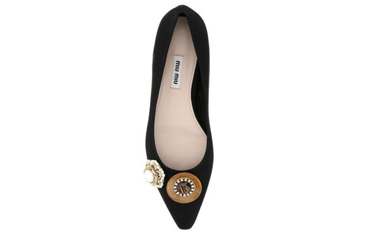 Purchase (W) Zapatillas Planas MIU MIU 'Piedra Preciosa Negra' 5F142D_M00_F53I5_F_002