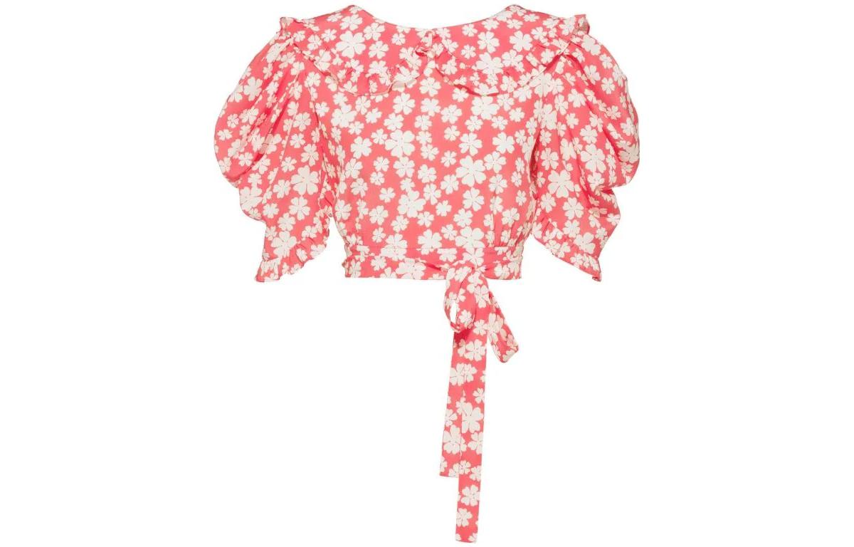 Order (W) MIU MIU Baju Pink Wanita Corak Bunga Puff Sleeve. MT173810MA-F0J3D