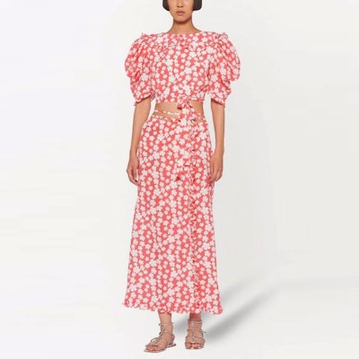 (W) MIU MIU Baju Pink Wanita Corak Bunga Puff Sleeve. MT173810MA-F0J3D Lookbook (W) MIU MIU Baju Pink Wanita Corak Bunga Puff Sleeve. MT173810MA-F0J3D