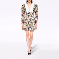Lookbook (W) MIU MIU 女士多色花卉印花緞面A字洋裝 MF4066-1YFY-F0002