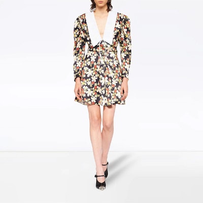 (W) MIU MIU 女士多彩花卉印花缎面A字连衣裙 MF4066-1YFY-F0002 Lookbook (W) MIU MIU 女士多彩花卉印花缎面A字连衣裙 MF4066-1YFY-F0002