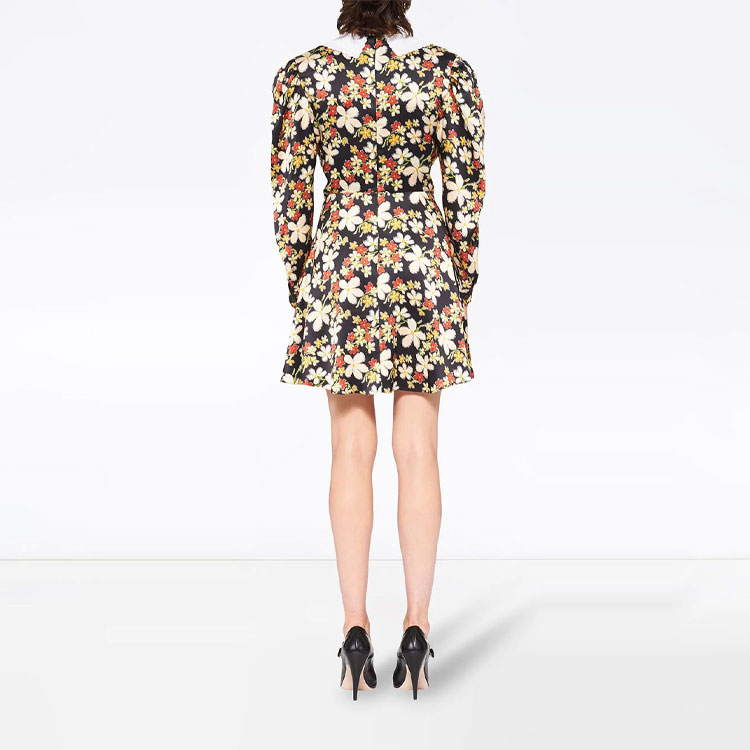 Shop (W) MIU MIU 女士多彩花卉印花缎面A字连衣裙 MF4066-1YFY-F0002