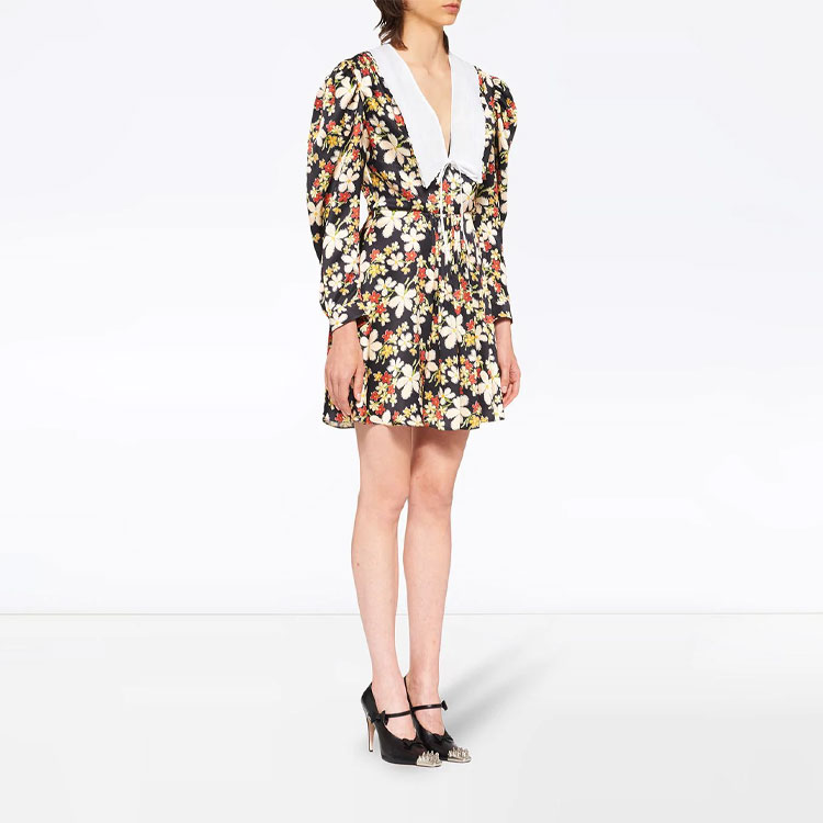 Purchase (W) MIU MIU 女士多彩花卉印花缎面A字连衣裙 MF4066-1YFY-F0002