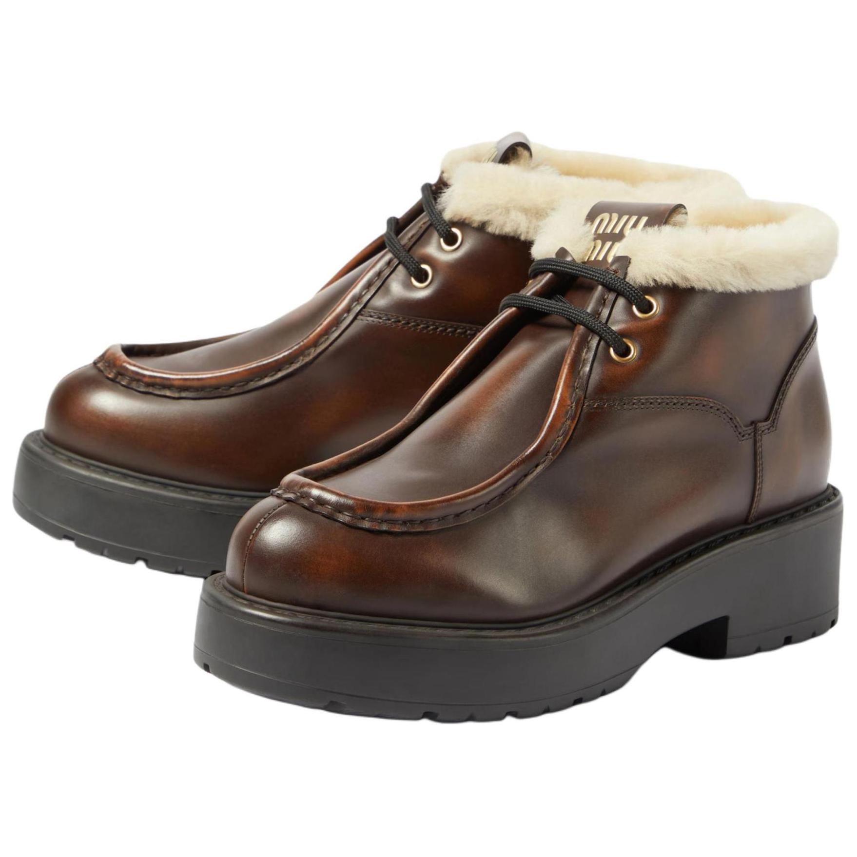 Lookbook (W) MIU MIU Bottines en Cuir Fumé ''Sienna'' 5T965D-3LN0-F0038-F-D055