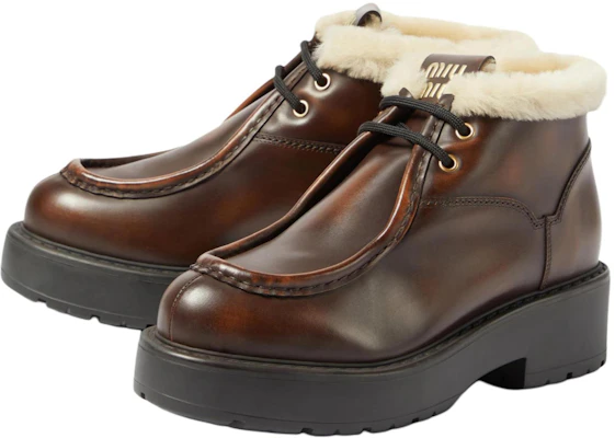 (W) MIU MIU Bottines en Cuir Fumé ''Sienna'' 5T965D-3LN0-F0038-F-D055 Lookbook (W) MIU MIU Bottines en Cuir Fumé ''Sienna'' 5T965D-3LN0-F0038-F-D055