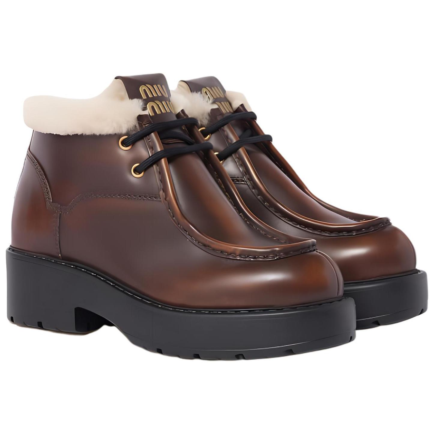 Shop (W) MIU MIU Bottines en Cuir Fumé ''Sienna'' 5T965D-3LN0-F0038-F-D055