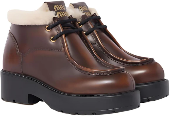 (W) MIU MIU Bottines en Cuir Fumé ''Sienna'' 5T965D-3LN0-F0038-F-D055 Shop (W) MIU MIU Bottines en Cuir Fumé ''Sienna'' 5T965D-3LN0-F0038-F-D055