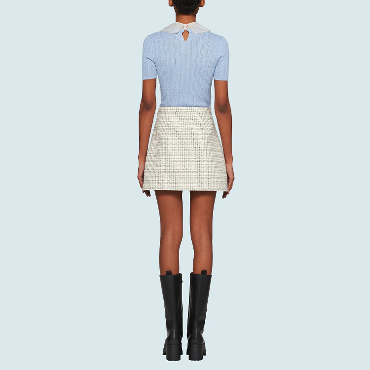 Shop (W) MIU MIU 2021秋冬复古A字迷你裙象牙白色. MG1658-6J1-F0304