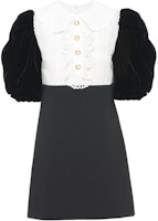 (Women) MIU MIU FW21 Black Cashmere Crochet Puff Sleeve Mini Dress. MF4304-1TF6-F0002 (Women) MIU MIU FW21 Black Cashmere Crochet Puff Sleeve Mini Dress. MF4304-1TF6-F0002