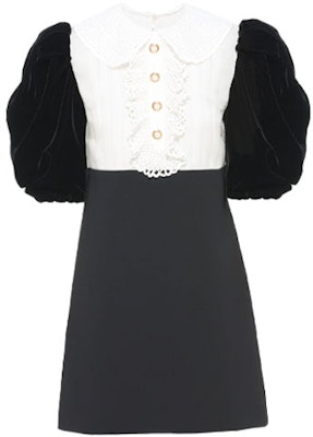 (W) Miu Miu 2021秋冬黑色羊绒钩针泡泡袖迷你连衣裙. MF4304-1TF6-F0002 Order (W) Miu Miu 2021秋冬黑色羊绒钩针泡泡袖迷你连衣裙. MF4304-1TF6-F0002