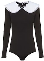 (Women) MIU MIU FW21 Black Chelsea Collar Long Sleeve Jumpsuit MJL745-1YUM-F0002 (Women) MIU MIU FW21 Black Chelsea Collar Long Sleeve Jumpsuit MJL745-1YUM-F0002