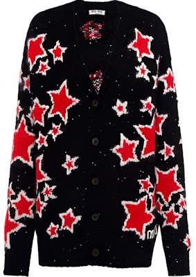 (W) MIU MIU 2021秋冬黑色星星提花针织毛衣. MMF527-1ZLI-F0002 Buy (W) MIU MIU 2021秋冬黑色星星提花针织毛衣. MMF527-1ZLI-F0002