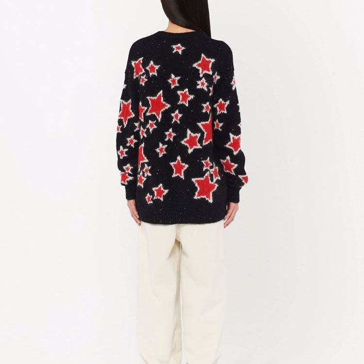 Shop (W) MIU MIU 2021秋冬黑色星星提花针织毛衣. MMF527-1ZLI-F0002