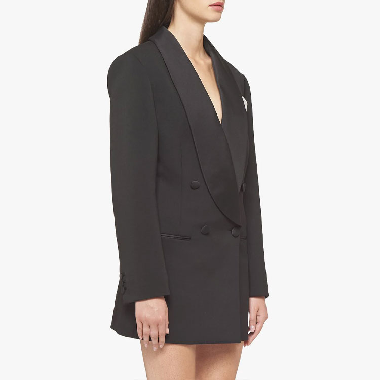Purchase (W) Blazer Chaqueta Doble Botonadura Texturizada Negra MIU MIU FW21. MH1645-1R1-F0002