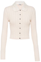 (Women) MIU MIU FW21 Cable Knit Cashmere Cardigan Sweater Women Beige MMF492-1ZAI-F0A48 (Women) MIU MIU FW21 Cable Knit Cashmere Cardigan Sweater Women Beige MMF492-1ZAI-F0A48