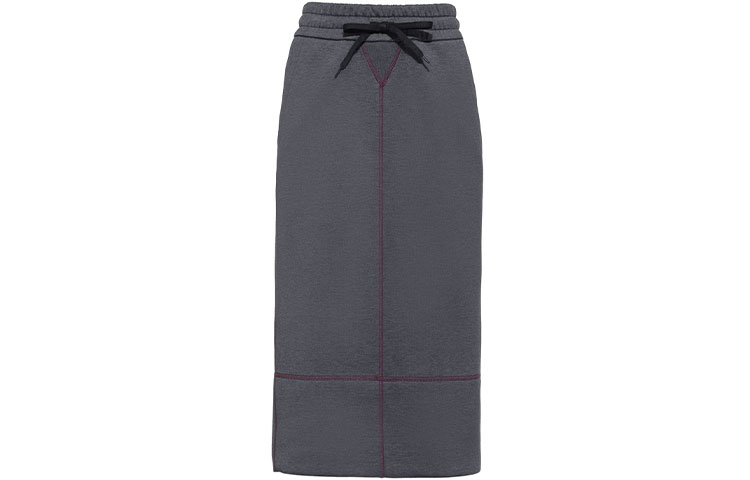 (Women) MIU MIU FW21 Contrast Stitch Solid Color Midi Skirt Women - Grey. MJD175-1QHY-F0480