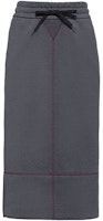 (Women) MIU MIU FW21 Contrast Stitch Solid Color Midi Skirt Women - Grey. MJD175-1QHY-F0480 (Women) MIU MIU FW21 Contrast Stitch Solid Color Midi Skirt Women - Grey. MJD175-1QHY-F0480