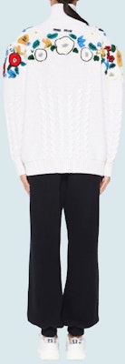 (W) MIU MIU FW21 Kardigan Bunga Bersulam Zip Sweater Putih MMF519-1ZIP-F0009 Shop (W) MIU MIU FW21 Kardigan Bunga Bersulam Zip Sweater Putih MMF519-1ZIP-F0009