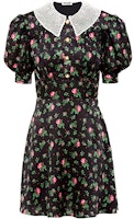 (Women) MIU MIU FW21 Floral Print Satin Short Sleeve Dress Black MF4360-1MP7-F0002 (Women) MIU MIU FW21 Floral Print Satin Short Sleeve Dress Black MF4360-1MP7-F0002