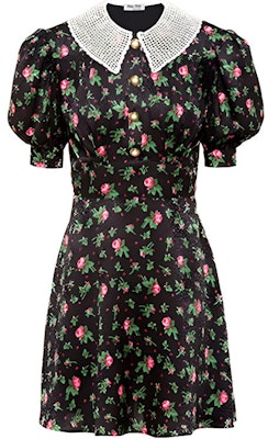 (W) MIU MIU FW21 黑色花卉印花缎面短袖连衣裙 MF4360-1MP7-F0002 Buy (W) MIU MIU FW21 黑色花卉印花缎面短袖连衣裙 MF4360-1MP7-F0002