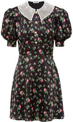 (W) MIU MIU FW21 黑色花卉印花缎面短袖连衣裙 MF4360-1MP7-F0002 Order (W) MIU MIU FW21 黑色花卉印花缎面短袖连衣裙 MF4360-1MP7-F0002