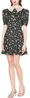 Lookbook (Women) MIU MIU FW21 Floral Print Satin Short Sleeve Dress Black MF4360-1MP7-F0002