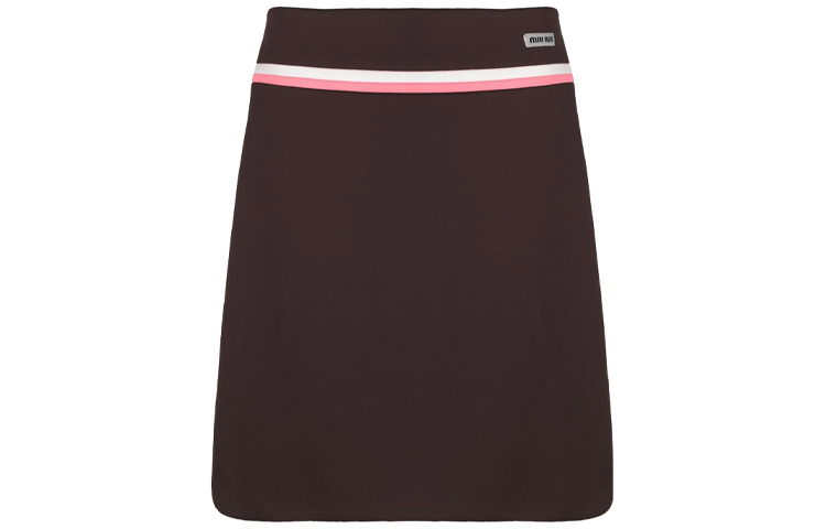 Order (W) MIU MIU 高腰A字裙 棕色条纹标志补丁 FW21款。 MG1583-1YPW-F0986